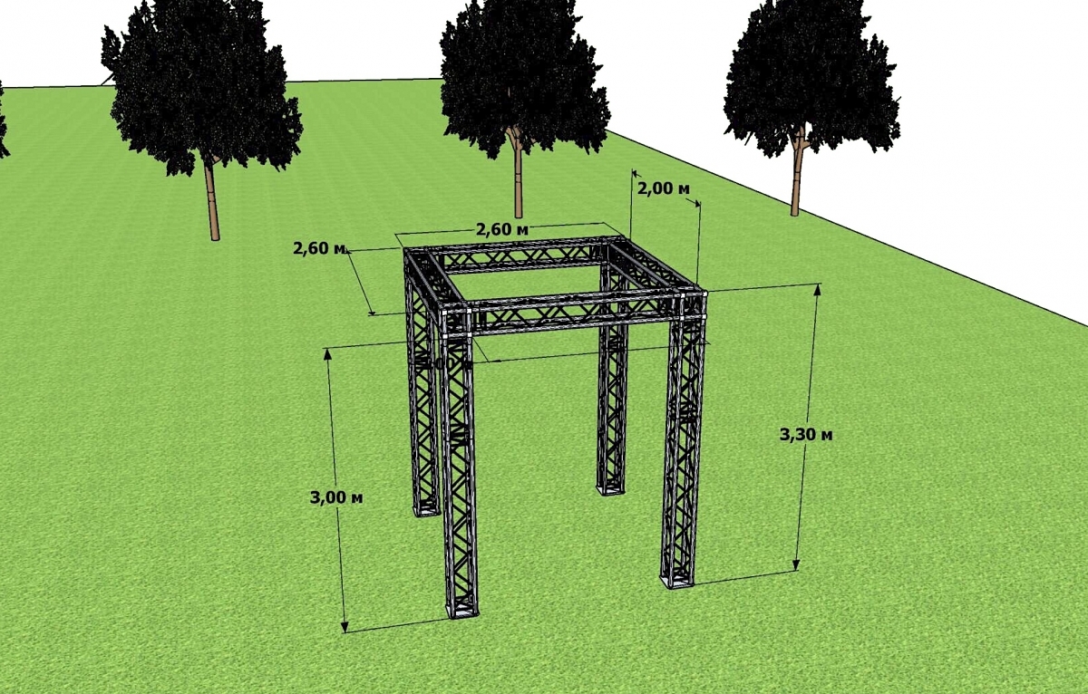 Граунд из фермы в аренду в качестве основы для арки выездной регистрации на свадьбу - чертеж