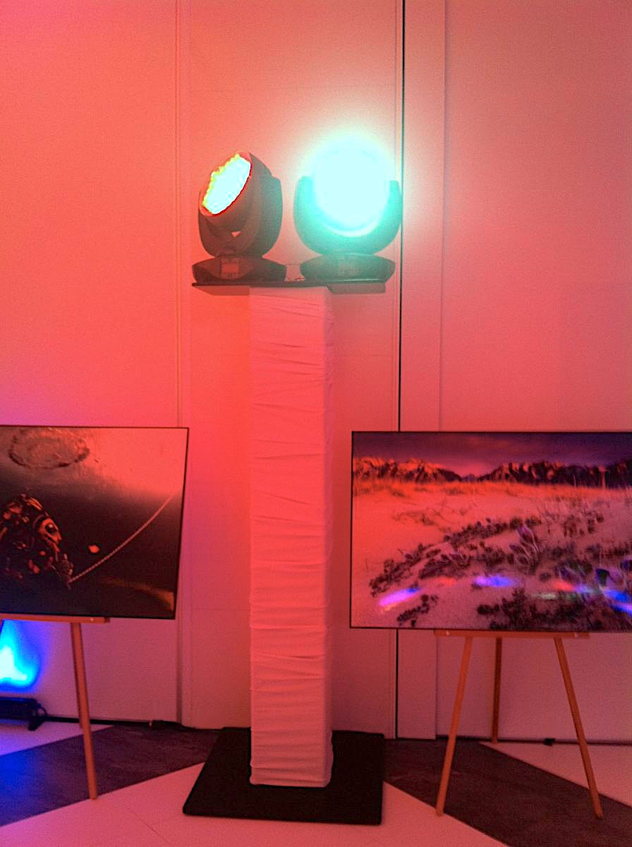 Тотем в аренду высотой 2м в белом чехле в welcome-зоне на вручении Премии Русского Географического Общества