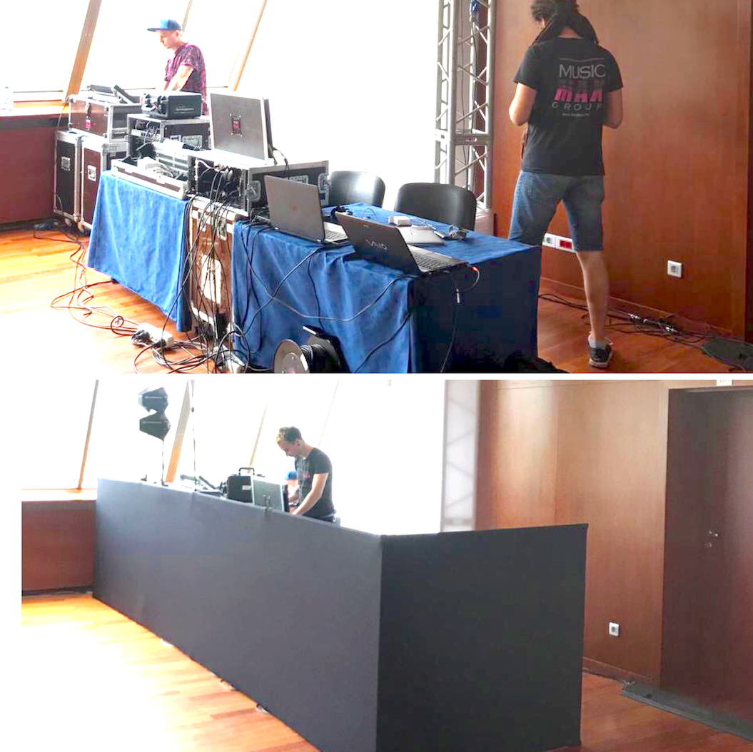 Аренда ширмы для пультовой - вид до и после.