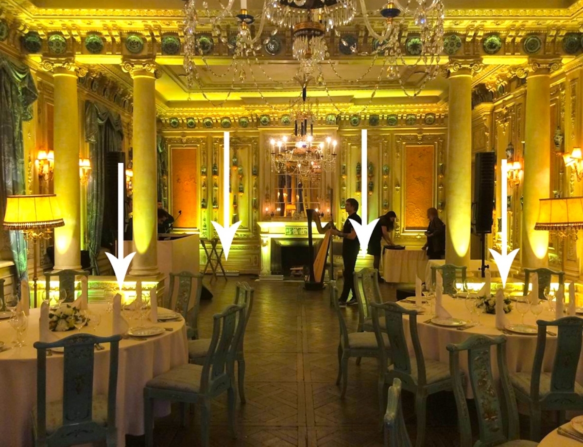 Аренда подсветки стен в ресторане Турандот