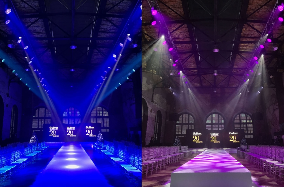 Световое оборудование в аренду для показа мод детской одежды от Gulliver