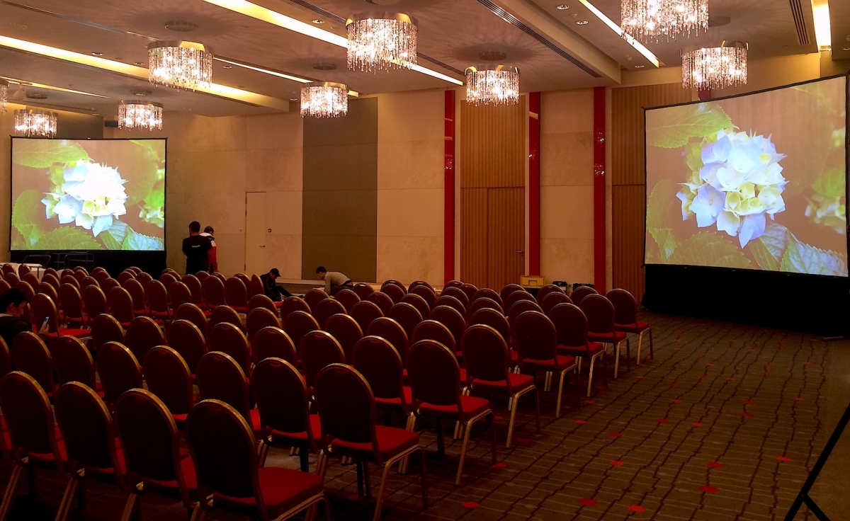 Проекционный экран 4х3м и проектор в аренду